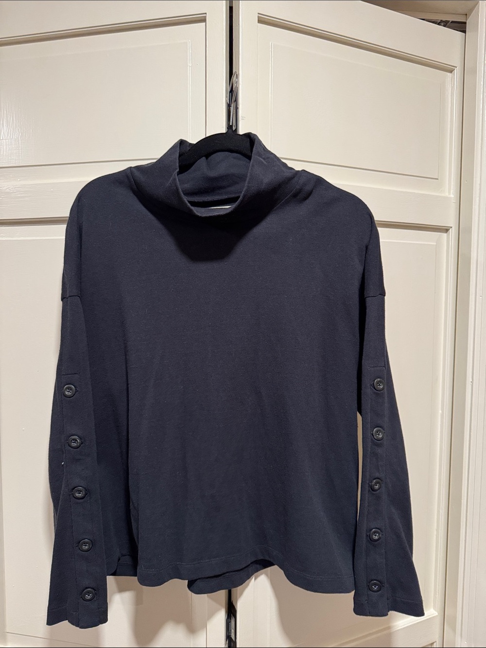 Madewell Black Button-Sleeve Turtleneck Pullover